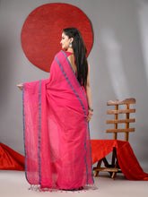 Load image into Gallery viewer, Pink Cotton Soft Saree With Checked Box Border