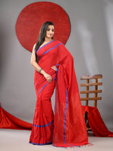 Load image into Gallery viewer, Red Cotton Soft Saree With Checked Box Designs