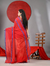 Load image into Gallery viewer, Red Cotton Soft Saree With Checked Box Designs