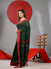 Load image into Gallery viewer, Green Linen Soft Saree With Woven Designs