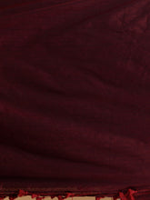 Load image into Gallery viewer, Maroon Cotton Handspun Soft Saree With Pompom