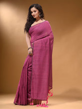 Load image into Gallery viewer, Lavender Cotton Handspun Soft Saree With Pompom