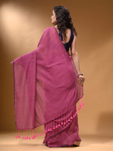 Load image into Gallery viewer, Lavender Cotton Handspun Soft Saree With Pompom