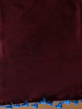 Load image into Gallery viewer, Maroon And Sapphire Blue Half N Half Cotton Handspun Soft Saree With Pompom