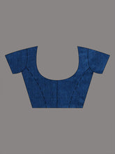 Load image into Gallery viewer, Maroon And Sapphire Blue Half N Half Cotton Handspun Soft Saree With Pompom