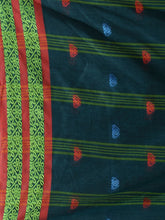 Load image into Gallery viewer, Teal Cotton Handspun Soft Saree With Nakshi Border