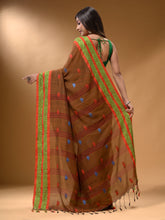 Load image into Gallery viewer, Ochre Yellow Cotton Handspun Soft Saree With Nakshi Border