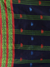 Load image into Gallery viewer, Navy Blue Cotton Handspun Soft Saree With Nakshi Border
