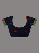 Load image into Gallery viewer, Navy Blue Cotton Handspun Soft Saree With Nakshi Border