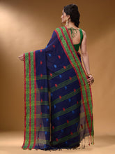 Load image into Gallery viewer, Royal Blue Cotton Handspun Soft Saree With Nakshi Border