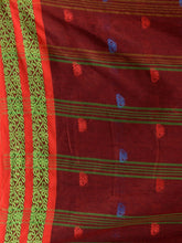 Load image into Gallery viewer, Brick Red Cotton Handspun Soft Saree With Nakshi Border