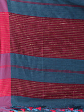 Load image into Gallery viewer, Olympic Blue Cotton Handspun Soft Saree With Pompom