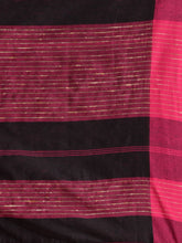 Load image into Gallery viewer, Black Cotton Handspun Soft Saree With Pompom