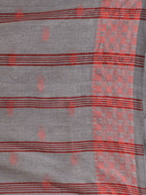 Load image into Gallery viewer, Grey Cotton Handspun Soft Saree With Geometric Border