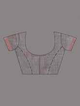 Load image into Gallery viewer, Grey Cotton Handspun Soft Saree With Geometric Border