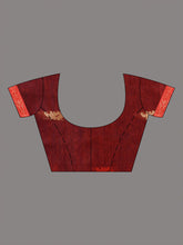 Load image into Gallery viewer, Yale Blue Cotton Handspun Soft Saree With Nakshi Border And Contrast With Red Pallu