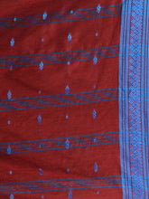 Load image into Gallery viewer, Brick Red Cotton Handspun Soft Saree With Texture Border