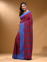 Load image into Gallery viewer, Magenta Cotton Handspun Soft Saree With Texture Border