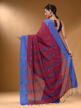 Load image into Gallery viewer, Magenta Cotton Handspun Soft Saree With Texture Border
