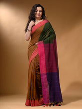 Load image into Gallery viewer, Dijon Yellow Cotton Handspun Soft Saree With Contrast Multicolor Pallu