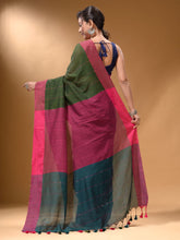 Load image into Gallery viewer, Purple Cotton Handspun Soft Saree With Contrast Multicolor Pallu