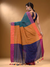 Load image into Gallery viewer, Grey Cotton Handspun Soft Saree With Contrast Multicolor Pallu