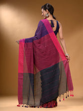 Load image into Gallery viewer, Green Cotton Handspun Soft Saree With Contrast Multicolor Pallu