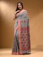 Load image into Gallery viewer, Grey Silk Matka Soft Saree With Nakshi Pallu