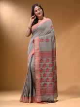 Load image into Gallery viewer, Grey Silk Matka Soft Saree With Nakshi Pallu
