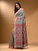 Load image into Gallery viewer, Grey Silk Matka Soft Saree With Nakshi Pallu