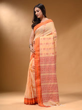 Load image into Gallery viewer, Cream Silk Matka Soft Saree With Nakshi Pallu