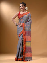 Load image into Gallery viewer, Grey Silk Matka Soft Saree With Nakshi Pallu