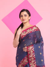 Load image into Gallery viewer, Grey Cotton Soft Saree With Floral Motifs