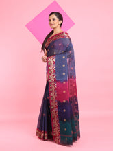 Load image into Gallery viewer, Grey Cotton Soft Saree With Floral Motifs