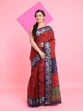 Load image into Gallery viewer, Red Cotton Soft Saree With Floral Motifs