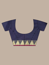 Load image into Gallery viewer, Navy Blue Cotton Handspun Saree With Temple Borders
