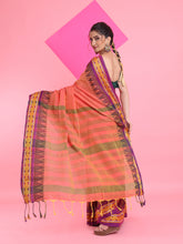 Load image into Gallery viewer, Peach Cotton Handspun Soft Saree