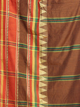 Load image into Gallery viewer, Ochre Yellow Cotton Handspun Saree With Temple Borders