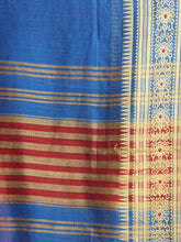 Load image into Gallery viewer, Sapphire Blue Cotton Handspun Saree With Nakshi Borders