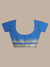 Load image into Gallery viewer, Sapphire Blue Cotton Handspun Saree With Nakshi Borders