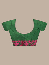 Load image into Gallery viewer, Green Cotton Handspun Saree With Nakshi Border