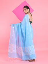 Load image into Gallery viewer, Sky Blue Cotton Saree With Texture Pattern