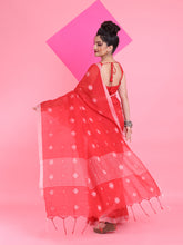 Load image into Gallery viewer, Red Cotton Saree With Texture Pattern