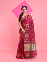 Load image into Gallery viewer, Magenta Cotton Saree With Texture Pattern