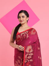 Load image into Gallery viewer, Magenta Cotton Saree With Texture Pattern