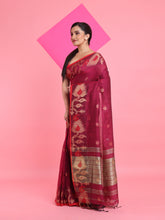 Load image into Gallery viewer, Magenta Cotton Saree With Texture Pattern