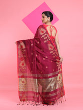 Load image into Gallery viewer, Magenta Cotton Saree With Texture Pattern