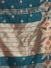 Load image into Gallery viewer, Teal Cotton Saree With Texture Pattern