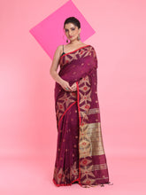 Load image into Gallery viewer, Purple Cotton Saree With Texture Pattern