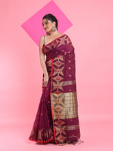 Load image into Gallery viewer, Purple Cotton Saree With Texture Pattern